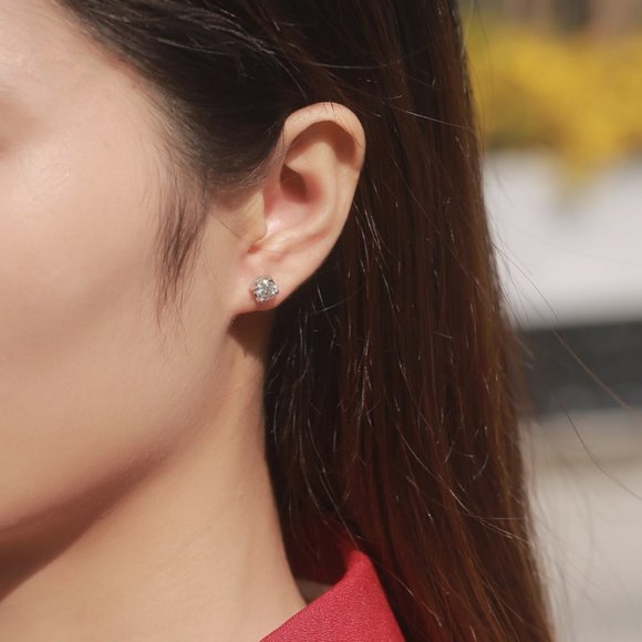 Certified 2ct. t.w. Moissanite Diamond 4 Prone Solitaire Stud Earrings NEW - Picture 3 of 9